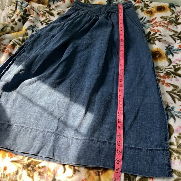 Wilfred Gabrielle Skirt Womens Linen Chambray Midi Western High Slit Denim - Picture 10 of 10